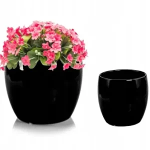 Nowy Osłonka ceramiczna czarna kula 23x22cm okrągła