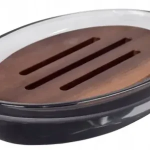 Wyjątkowa oferta Mydelniczka szklana na mydło szara 13,8 x 9,7 x 2,6 cm