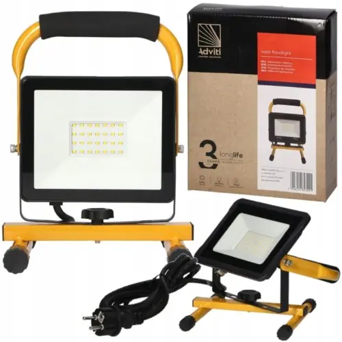 Naświetlacz roboczy na statywie 30W IP65 2400 lm Neutralny 4000K Przenośny Darmowa dostawa