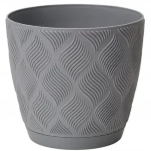 Doniczka antracyt 13,7x14,8cm ECO plastikowa z podstawką Flow Petit Hit cenowy