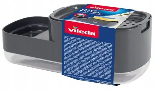 Promocja Dozownik do mydła z uchwytem na gąbkę 23x10,2x8,9cm Plastikowy szary