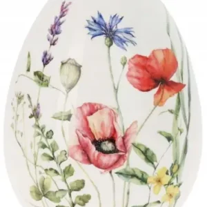 Zniżka Figurka ceramiczna wielkanocna ozdobna jajko 8,7x12cm Kwiatowy wzór