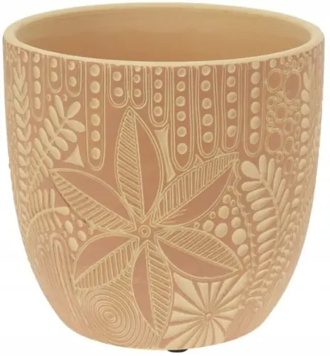 Kup teraz Doniczka ceramiczna z ornamentem etnicznym 13,5x12,5cm Dekoracyjna osłonka