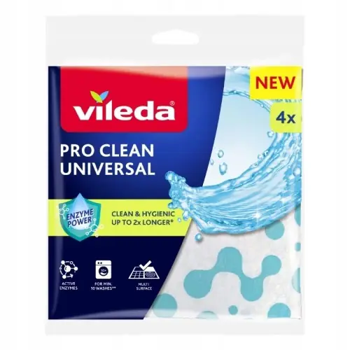 Ograniczona ilość Ściereczka uniwersalna Vileda Pro Clean z enzymami 4 szt. superchłonna