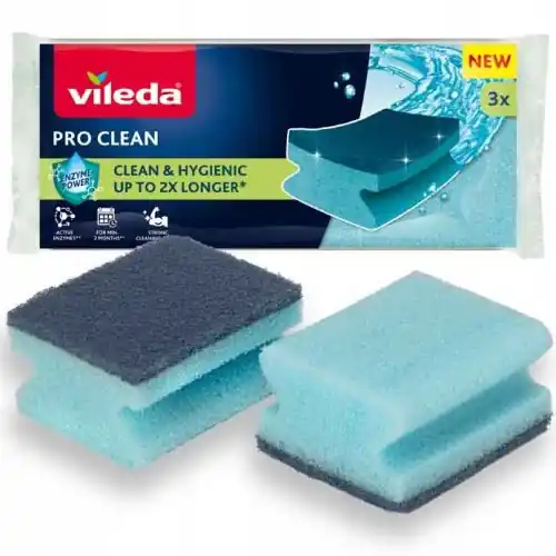 Zmywak kuchenny profilowany Vileda Pro Clean 3 szt. z enzymami Tani