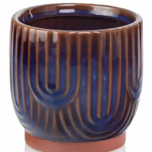 Osłonka ceramiczna vintage granatowo-brązowa 14 cm okrągła 1 szt. Wysoka jakość
