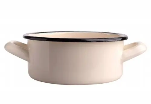Tylko dziś Rondelek metalowy emaliowany mały garnek beżowy 800ml 1szt