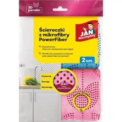 Jan Niezbędny ścierki z mikrofibry dwustronne z perełkami PowerFiber 2 szt. Oferta