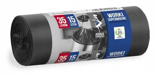 Anna Zaradna worki na śmieci supermocne czarne 35 l 15 szt. Nowość