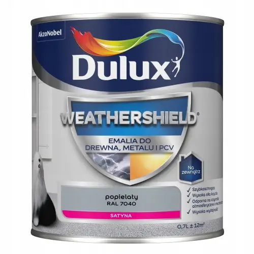 Zamów teraz Dulux Weathershield emalia akrylowa do metalu i drewna Popielaty 0,7L