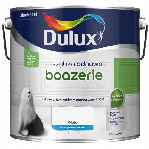 Tani Dulux Szybka Odnowa farba renowacyjna do boazerii Biały Mat 2,5L