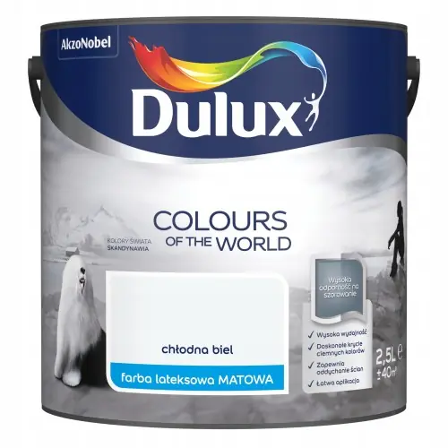 Dulux Kolory Świata farba lateksowa ścienna Chłodna Biel mat 2,5L Do wyczerpania zapasów