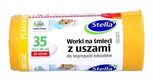 Stella worki do segregacji żółte z uszami na plastik 35l 20 szt. Do wyczerpania zapasów