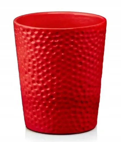 Doniczka ceramiczna osłonka okrągła tłoczenia czerwona 13cm Okazja