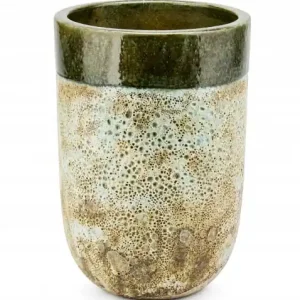 Nowość Doniczka ceramiczna osłonka okrągła Vintage wysoka zgnita zieleń 35 cm
