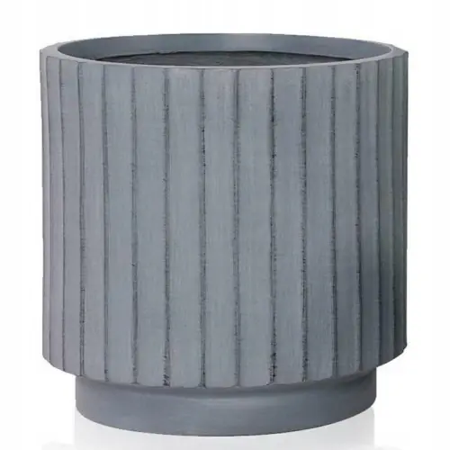 Darmowy zwrot Doniczka ceramiczna osłonka dekoracyjna ryflowana szara 30 cm