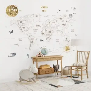 Sprawdź teraz Mural dziecięcy World Map 4- język angielski