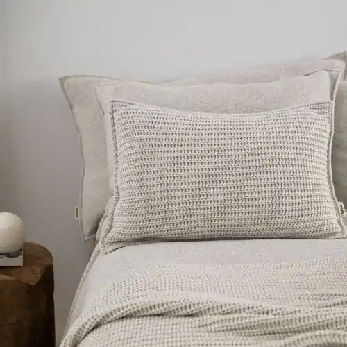Hit sprzedaży Poszewka ze splotem 60x40 cm - Kremowa DWA SPLOTY | MOYHA