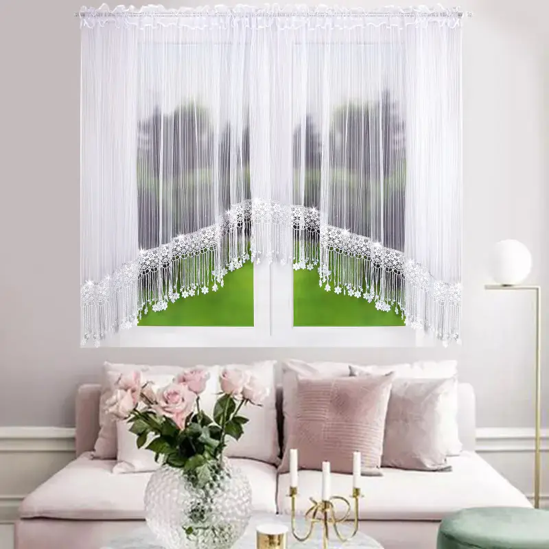 Firana markizeta z gipiurą i cyrkoniami biała 400x160cm KIARA Ostatnie sztuki