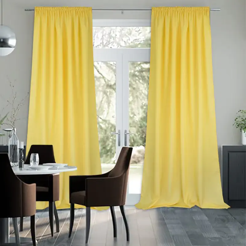 Ograniczona ilość Komplet 2szt. zasłon gładkich żółtych na taśmie 145x250cm ELODIA