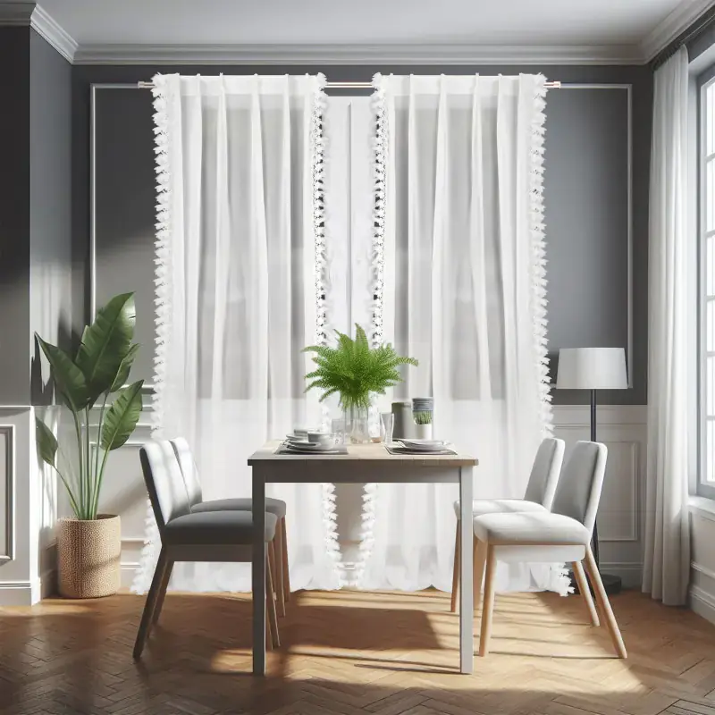 Nowość Firana z etaminy ozdobiona gipiurą na fleksach 80x250cm ESNECA