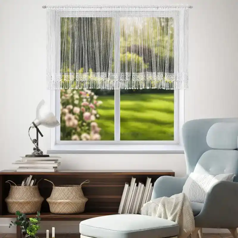 Firana z markizety haftowanej zdobiona gipiurą na taśmie 150x80cm VARTECA Szybka dostawa