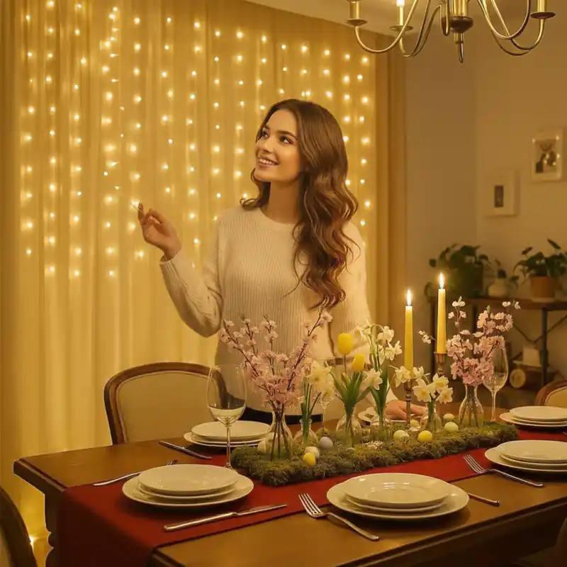 Kurtyna świetlna 120 LED żółta 3x1m LUMI CURTAIN Łatwy zwrot