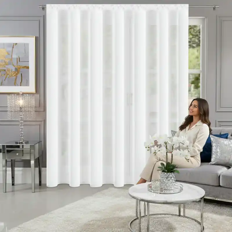 Firana z woalu biała na taśmie 300x270cm MARITA Premium