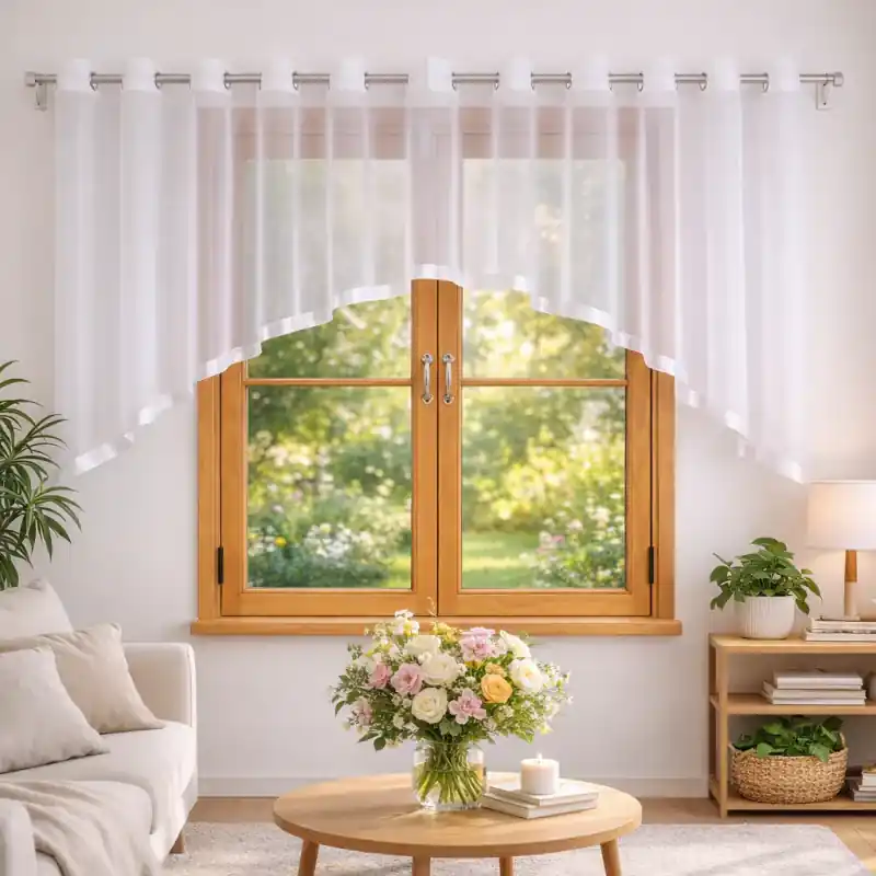 Oferta czasowa Firana woalowa biała w łuk na przelotkach 300x135cm AMELISE