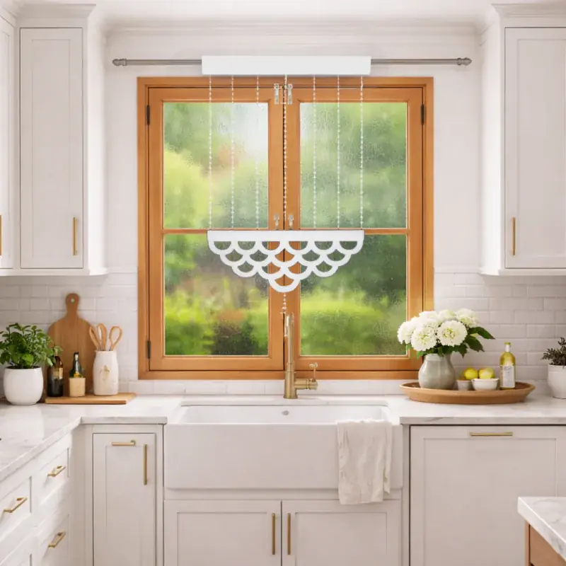 Wyjątkowa oferta Dekoracyjny biały panel ażurowy z koralikami na tunelu 60x125cm RAFAEL