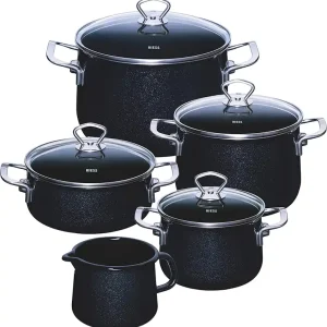 Kup teraz RIESS EMAILLE 5cz. Black Magic - zestaw garnków, bez niklu, INDUKCJA