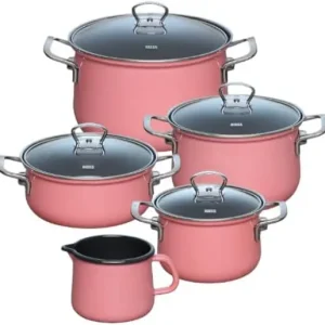 Super okazja RIESS EMAILLE 5cz. Pink - zestaw garnków