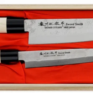 Satake Nashiji Natural - Zestaw 2 noży Santoku+Sashimi Dostępne od ręki