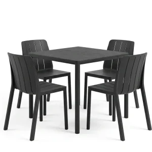 Zestaw Stół Piave 80 + 4 krzesła Tiberina antracite - Nardi Oferta czasowa