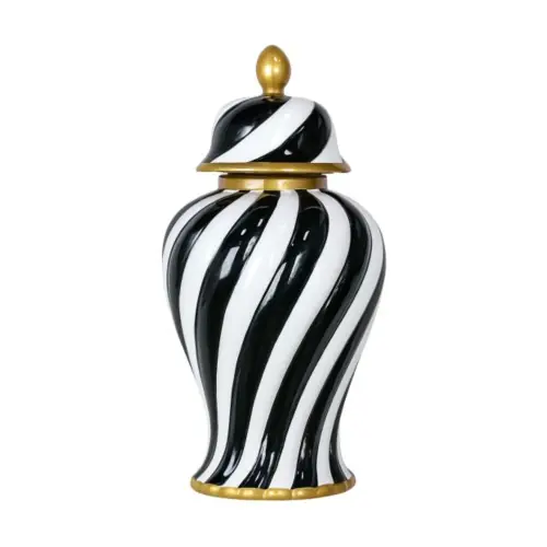 Waza Ceramiczna Amfora Stripes Czarno-Biała 50cm Wyjątkowa oferta