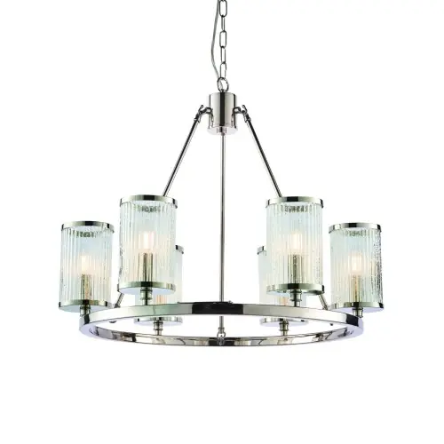 Cena promocyjna Lampa Sufitowa Wisząca Easton Nikiel, Szkło Wys. 200cm