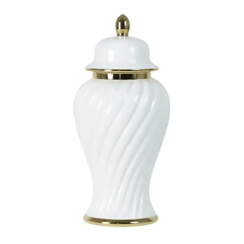 Tylko do końca tygodnia Waza Ceramiczna Amfora Prestige Biało-Złota Wys. 50cm