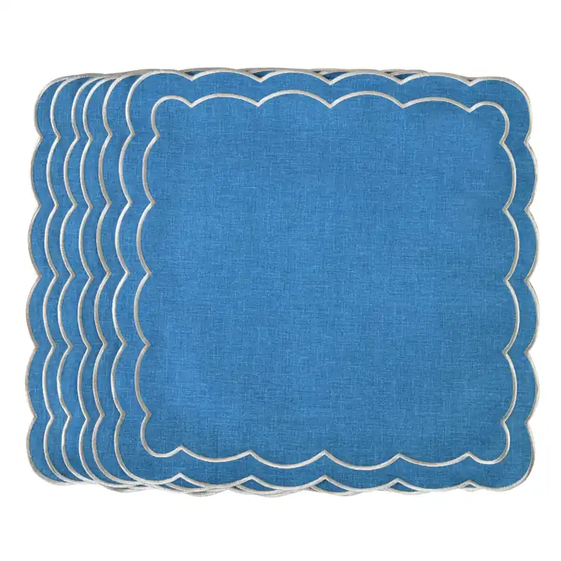HAFTOWANE SERWETKI BLUE PETALI - 6 SZT. - 38.5 x 38.5 CM - ROSEBERRY HOME Tylko do końca tygodnia