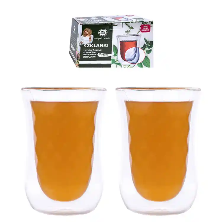 Szklanki termiczne 280 ml pucharki Renza Origami komplet 2 szt MG Home Bestseller