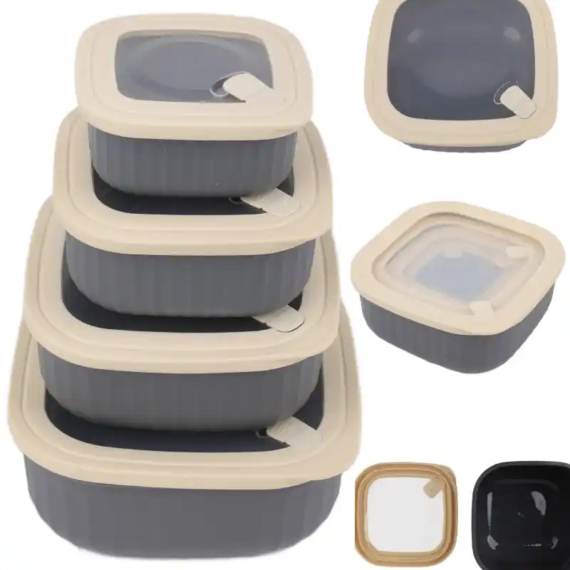 Pojemniki kwadratowe lunchbox MG Home Misto zestaw 4 sztuk hermetyczne 2500/1500/960/520 ml szare Bezpieczna płatność