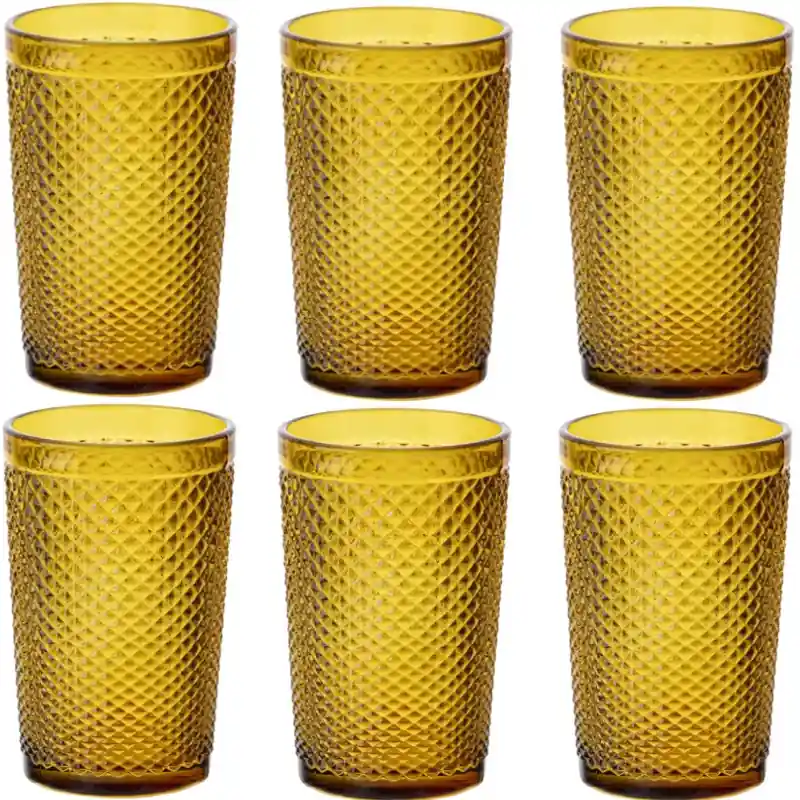 Darmowa dostawa Szklanki do wody 340 ml wysoke Florina Alexis Amber bursztynowe złote zestaw 6 sztuk