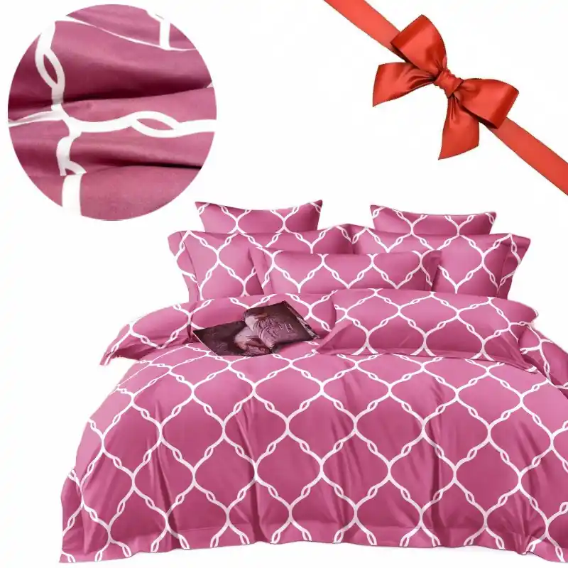 Oferta czasowa Pościel 160x200 bawełna satynowa dwustronna GierekHoff KOMA gruba 3 części 4372 maroko róż