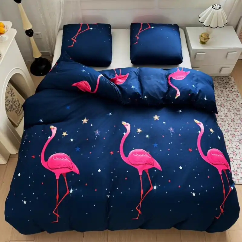 Pościel 140x200 bawełna satynowa dwustronna GierekHoff gruba 2 części GH 3108 flamingi Kup teraz