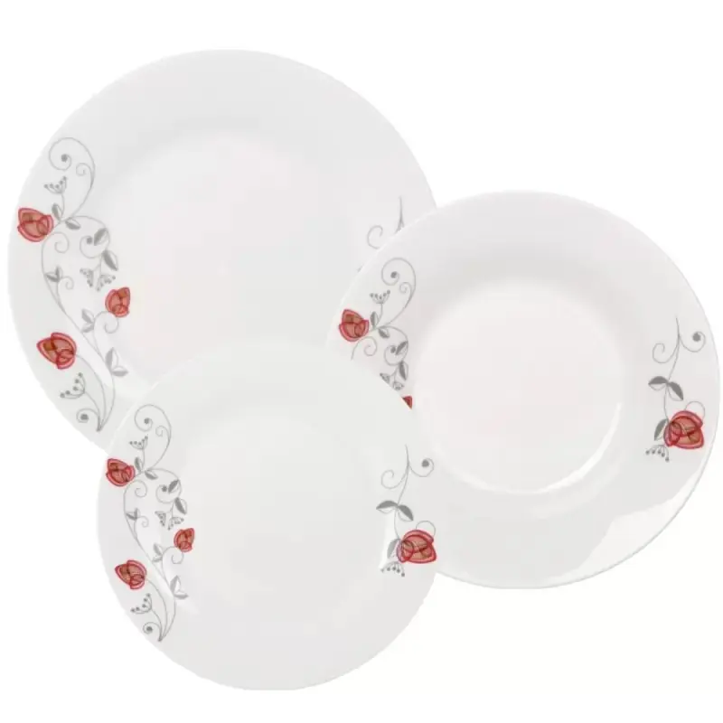 Oferta czasowa Serwis obiadowy 18 elementów Bella Fiore zestaw talerzy dla 6 osób talerze w róże