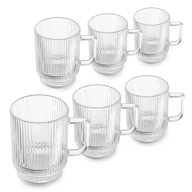 Dodaj do koszyka Kubki z uchem do kawy i herbaty 300 ml szklanki ryflowane zestaw 6 szt Altom Design Selena