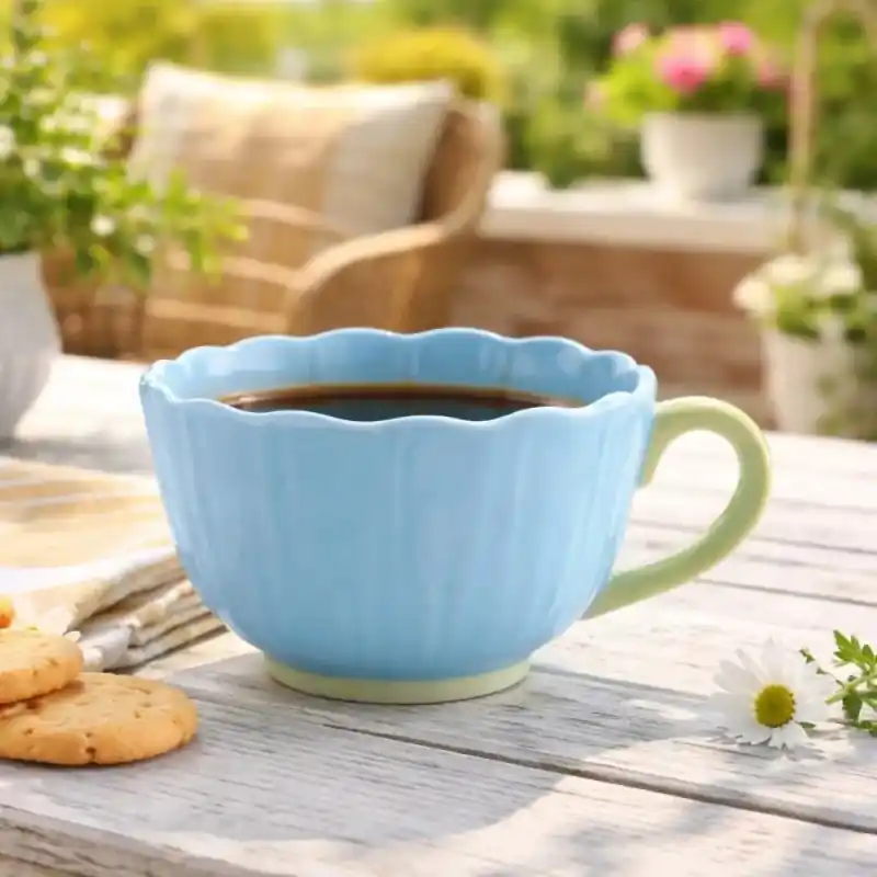 Oferta czasowa Filiżanka ceramiczna 350 ml Altom Kwiat jumbo do kawy herbaty błękitna