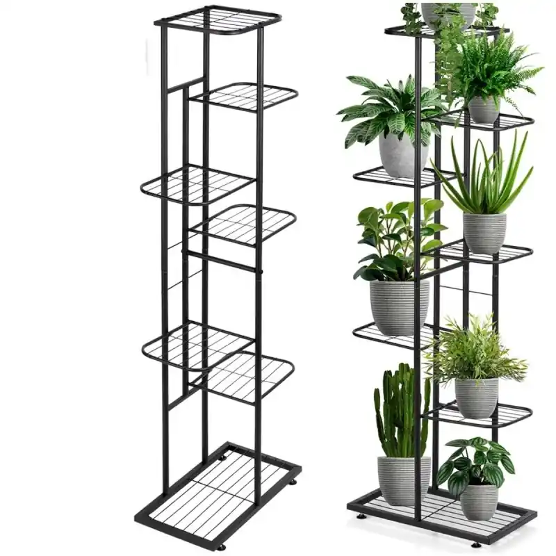 Kwietnik metalowy 126 cm czarny 7-poziomowy stojak na kwiaty i dekoracje Vilde Ostatnie sztuki