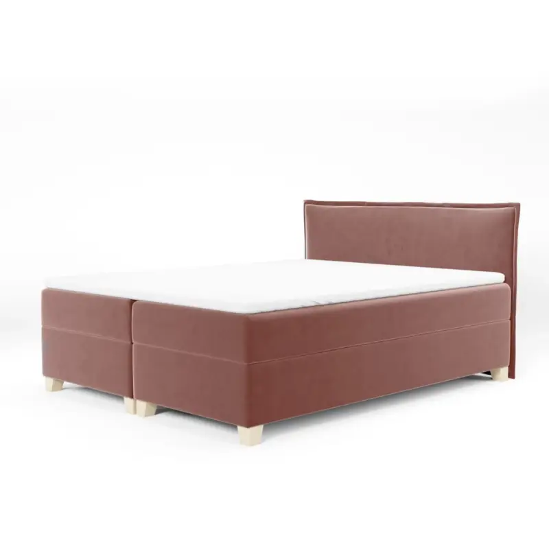 Bezpieczne zakupy Łóżko kontynentalne 180x200 cm Froncle z pojemnikami i topperem różowe