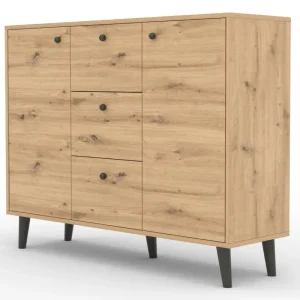 Komoda dwudrzwiowa Tallanzi 120 cm dąb artisan z czarnymi nóżkami Wyjątkowa oferta