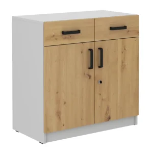 Wybór klientów Komoda dwudrzwiowa Stundly z szufladami 80 cm Szary/Dąb artisan